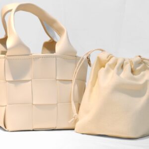 white Handbag With Bucket Bag Inside